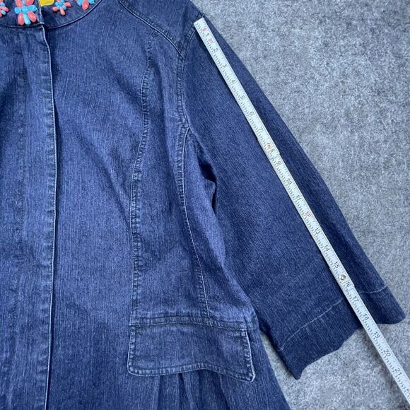 Ruby Rd. Woman Blouse 16W Denim Jacket Boho Chic Beaded Hippy Peplum Retro - Picture 7 of 7